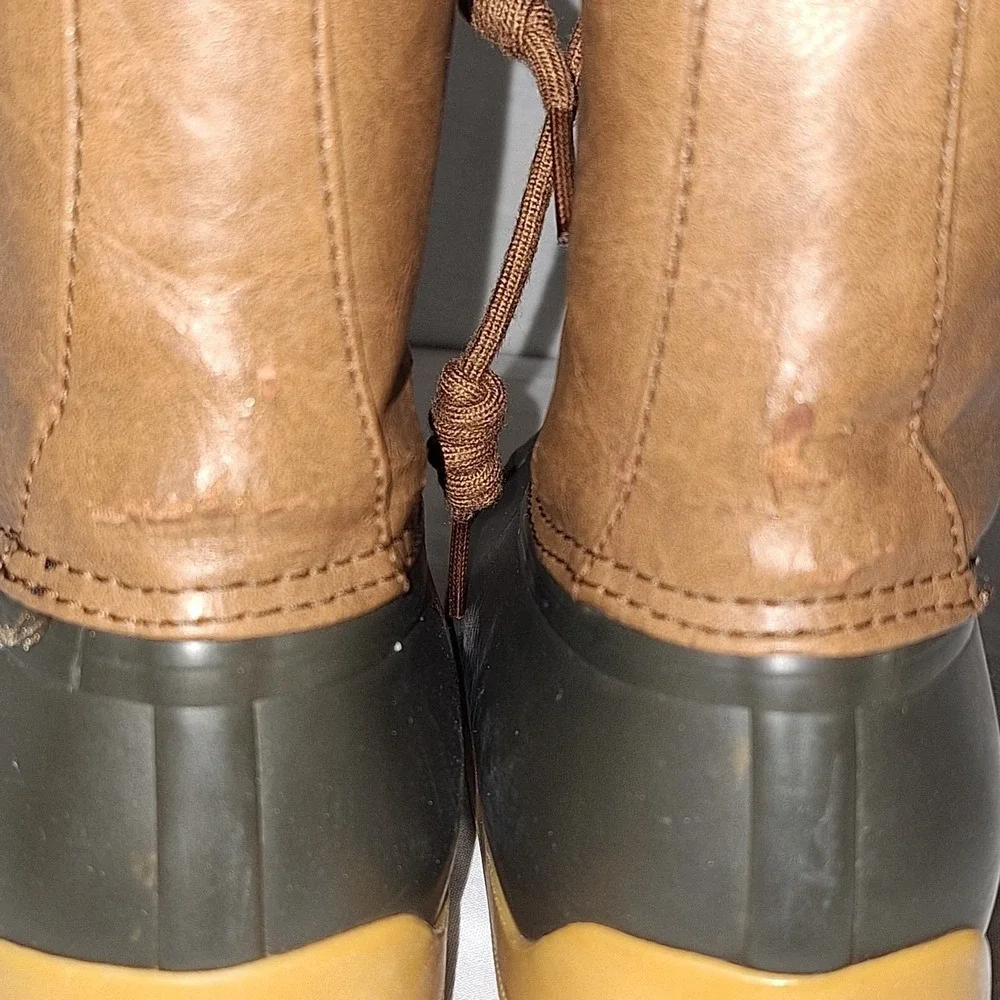 SPERRY Port Duck Boots - Lace Up Leather &‎ Rubber Waterproof - Size 4 M Youth